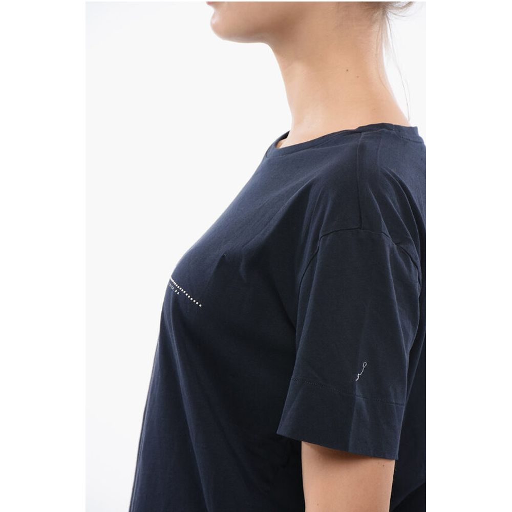 Woolrich PENN-RICH Printed Logo Cotton T-Shirt with Microstuds