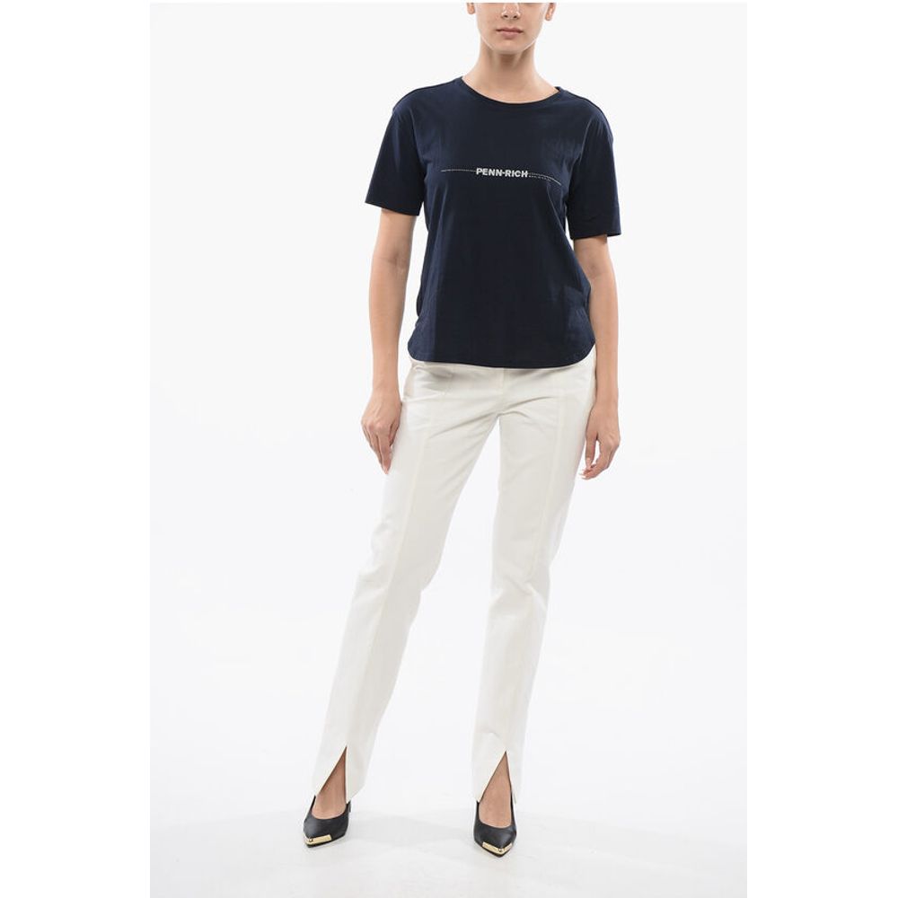 Woolrich PENN-RICH Printed Logo Cotton T-Shirt with Microstuds