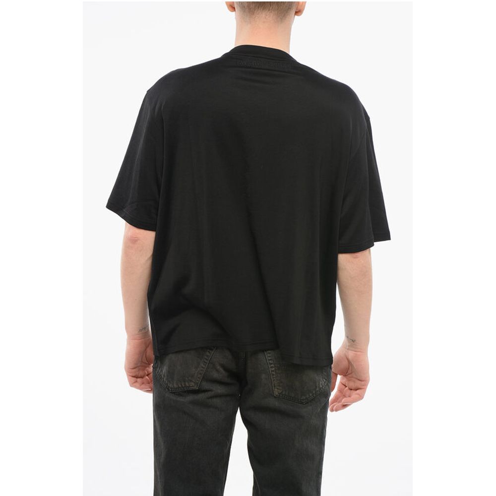 Armani EMPORIO Cotton Blend NOIR T-Shirt with Beaded Embroidery
