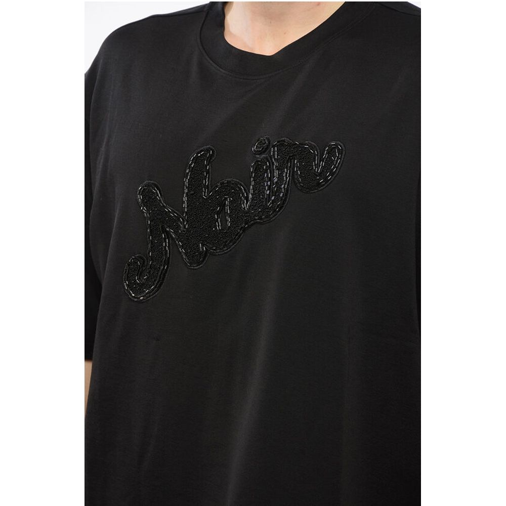 Armani EMPORIO Cotton Blend NOIR T-Shirt with Beaded Embroidery
