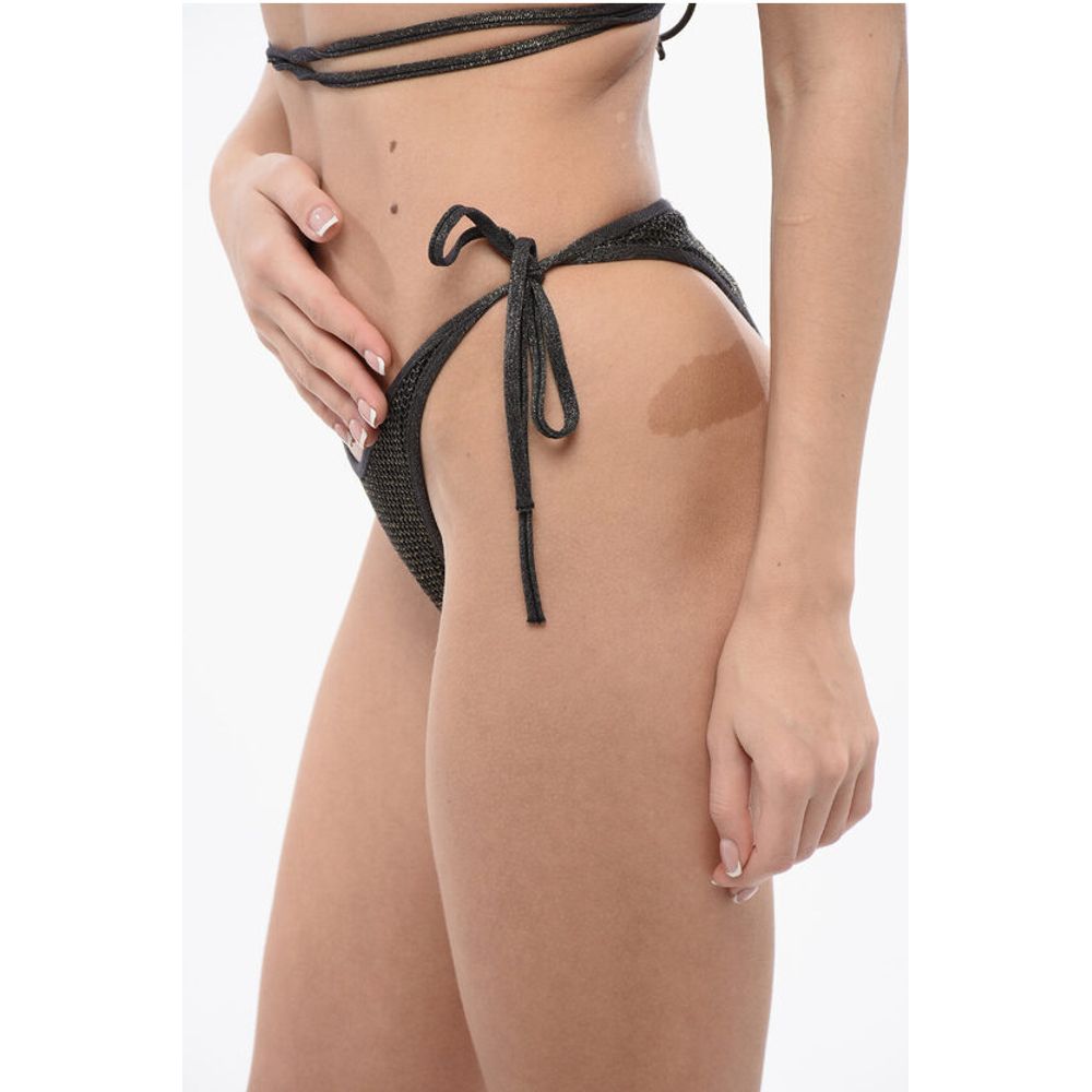 Palm Angels Lurex Bikini Slip with Logoed Application