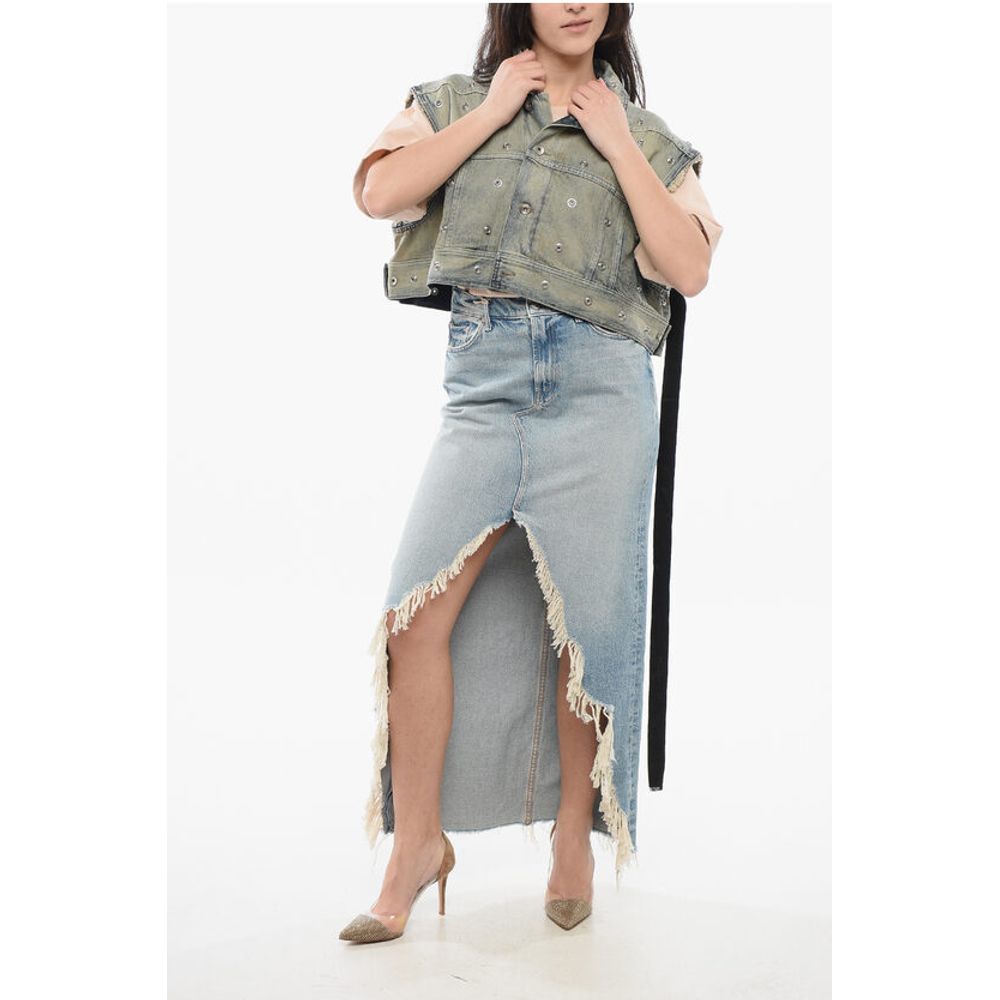 Rick Owens Denim Cropped Jacket with Laces