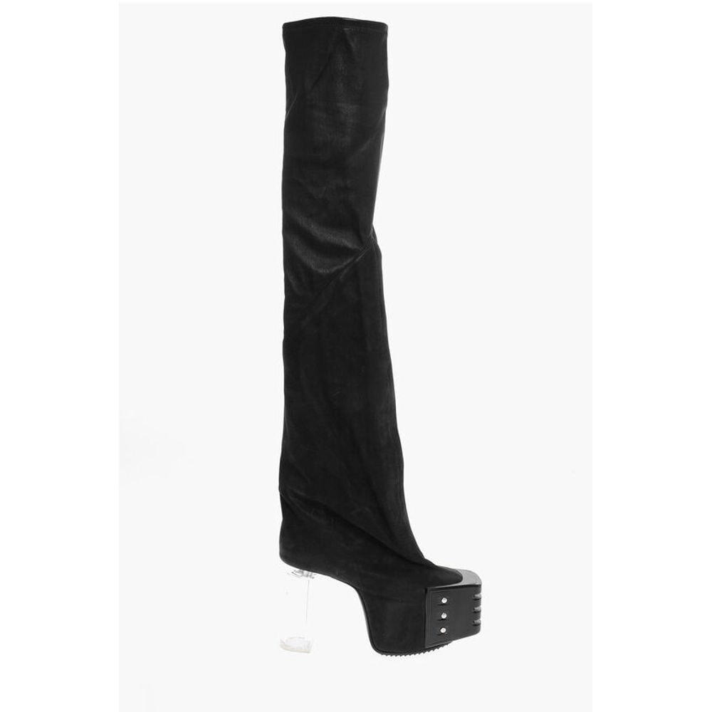 Rick Owens Leather Over the Knee Boots with Platform Sole 12cm
