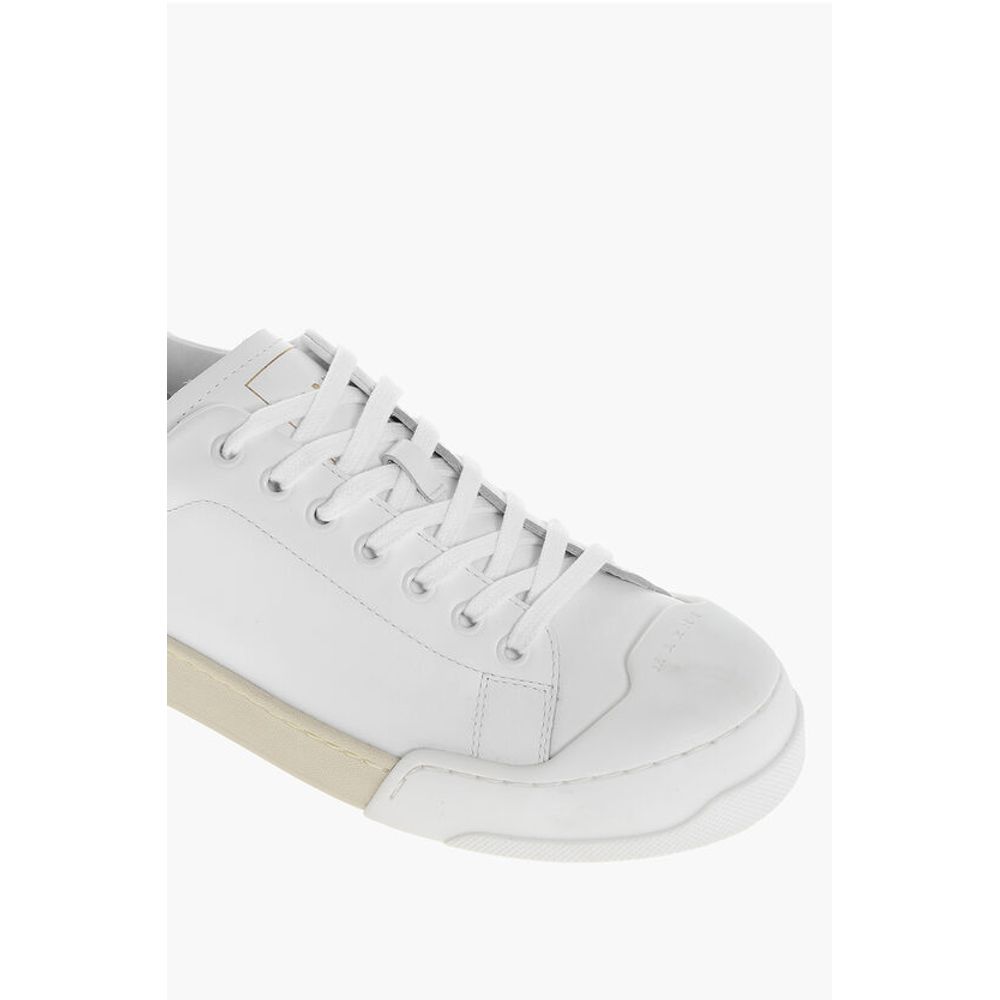 Marni Monochrome Leather Sneakers with Rubber Toe