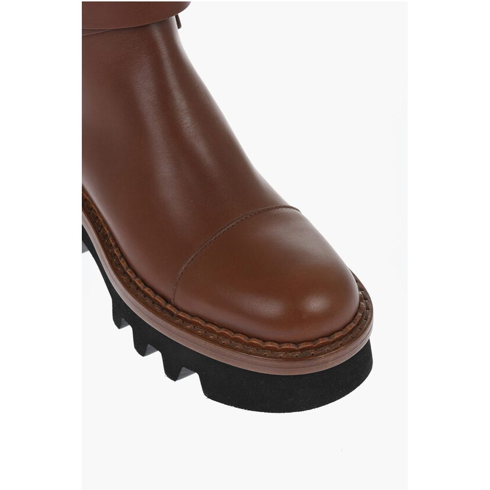 Chloé Leather Boots With Buckle Detail And Tank Sole