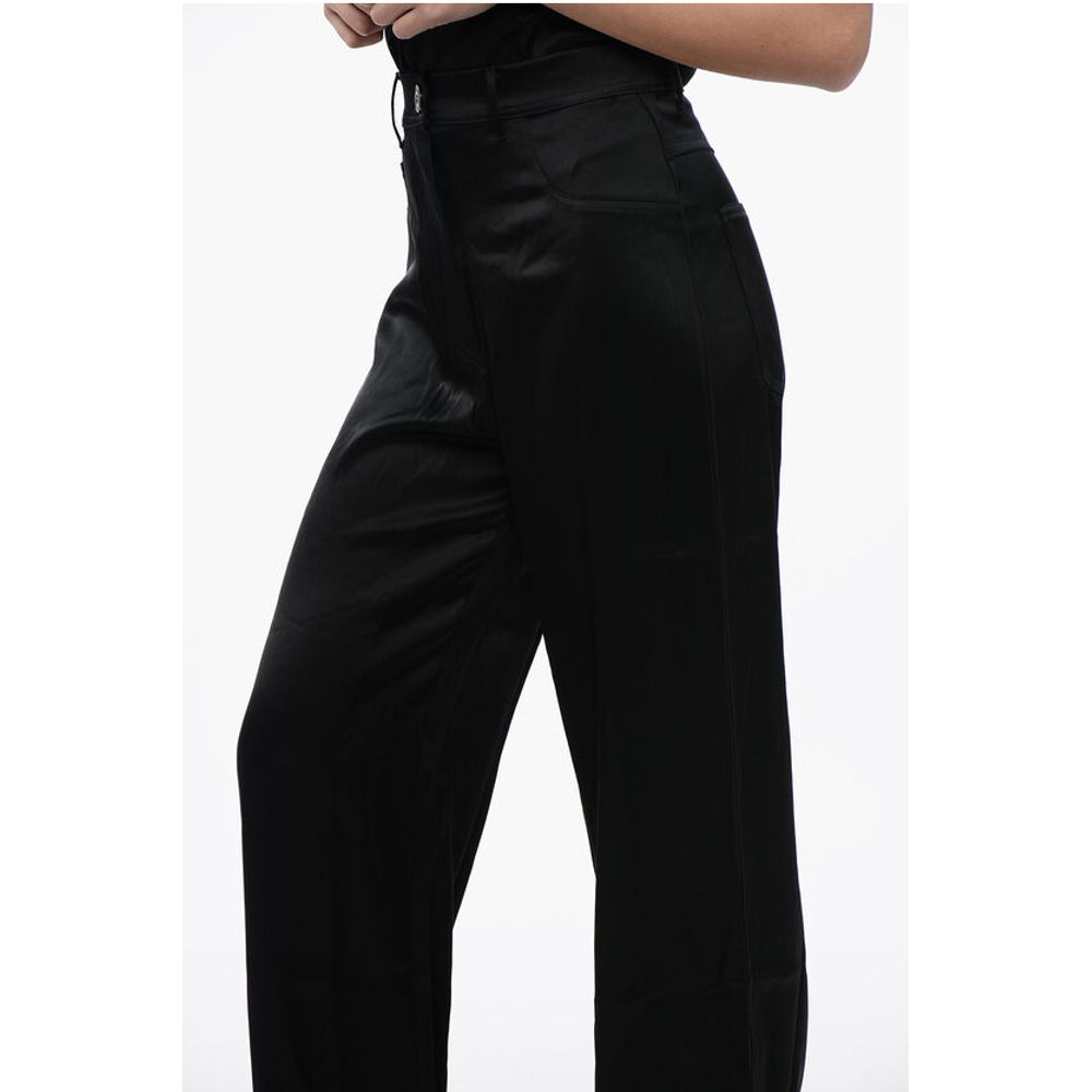 Nanushka High Waist Satin Pants with Belt Loops