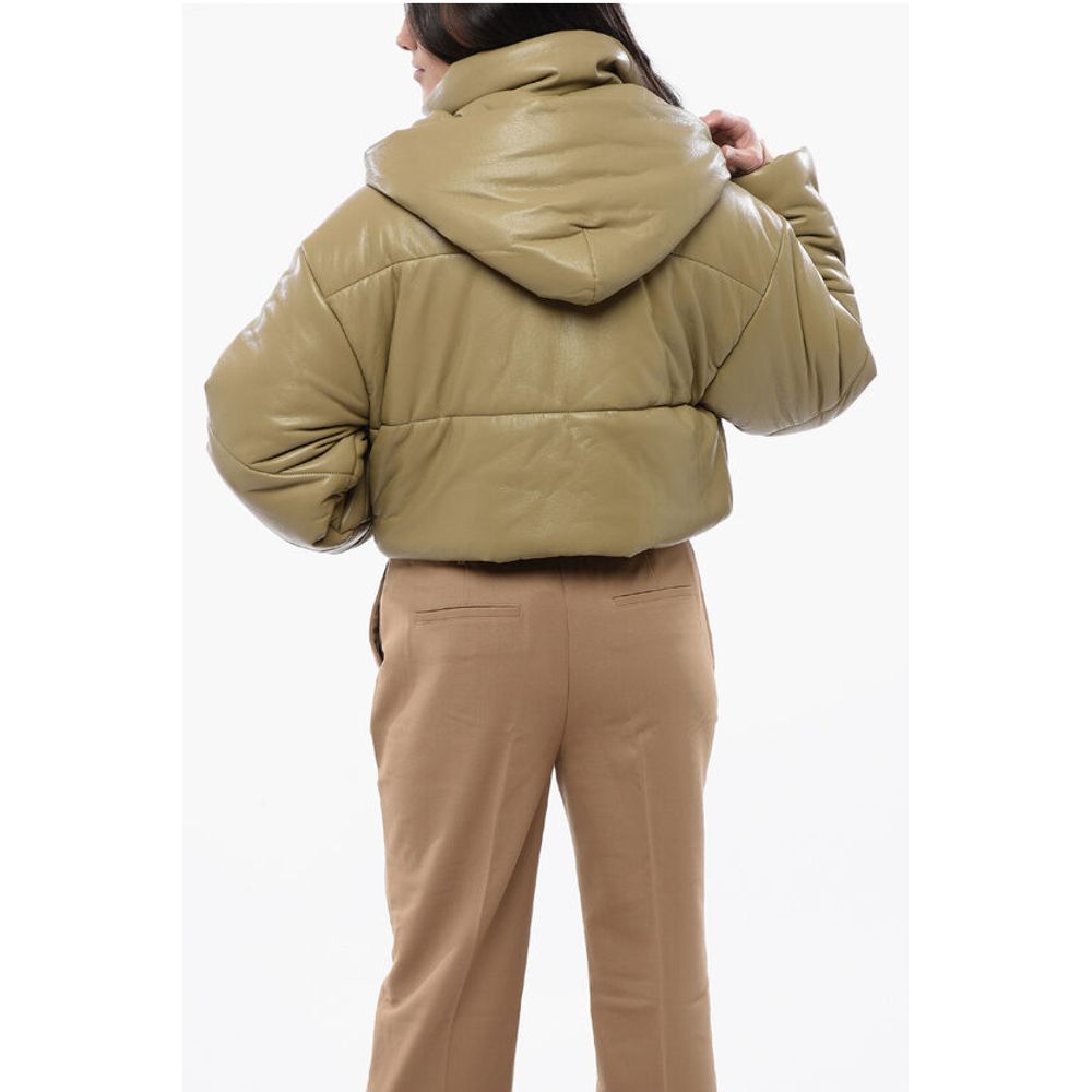 Nanushka Faux Leater AVELINE Cropped Jacket with Hood