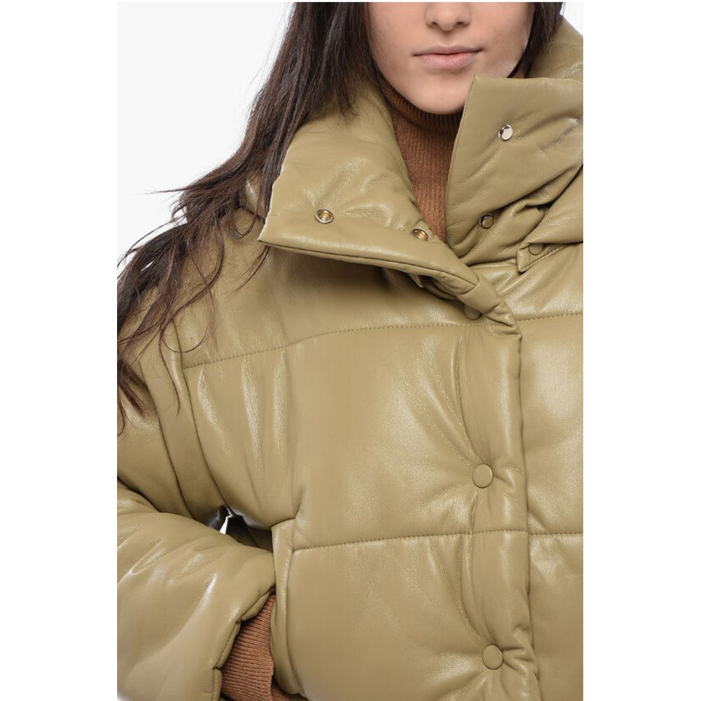 Nanushka Faux Leater AVELINE Cropped Jacket with Hood