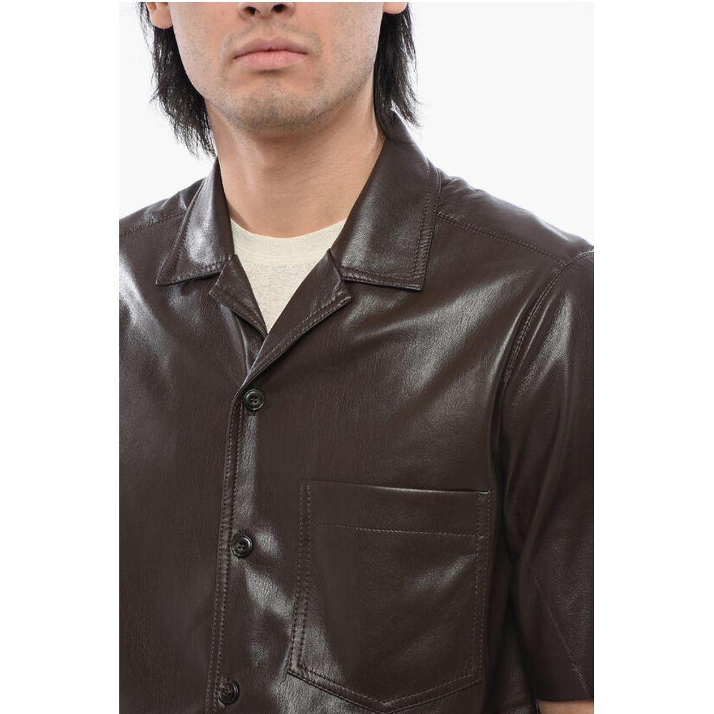 Nanushka Short Sleeved Faux Leather Shirt