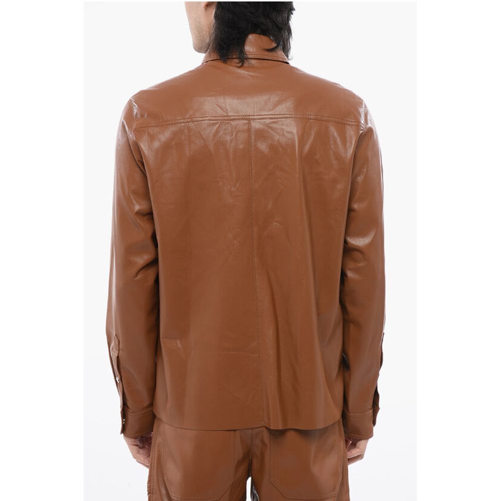 Nanushka Faux Leather LEEN Shirt with Double Breast Pocket