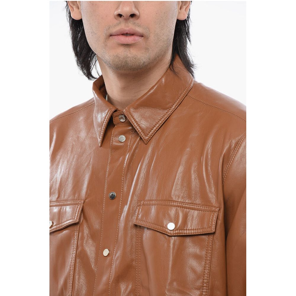 Nanushka Faux Leather LEEN Shirt with Double Breast Pocket