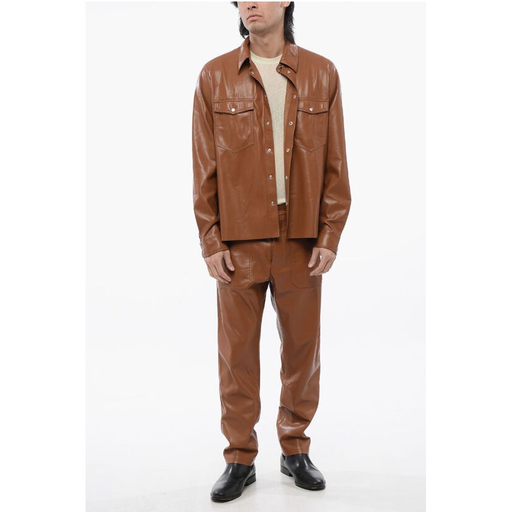 Nanushka Faux Leather LEEN Shirt with Double Breast Pocket