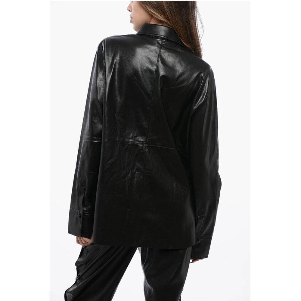 Nanushka Solid Color Faux Leather NAUM Shirt