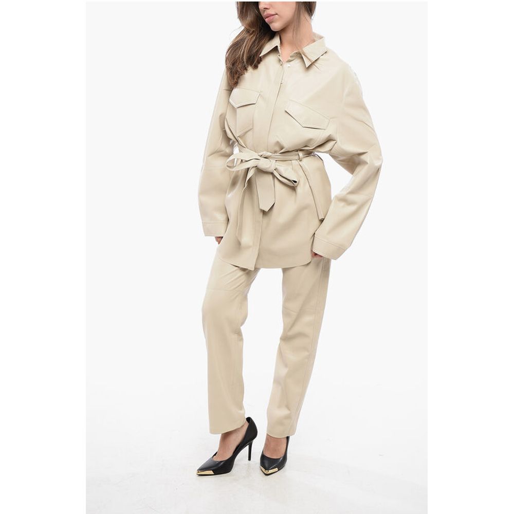 Nanushka Faux Leather ARTHA Overshirt with Belt
