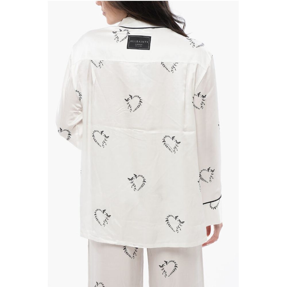 AllSaints Printed Satin SOFI Blouse With Hidden Closure