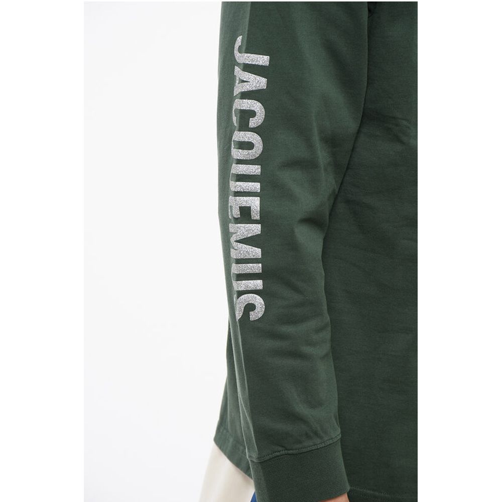 Jacquemus Crew Neck BRILHO Cotton T-Shirt with Glittered Logo