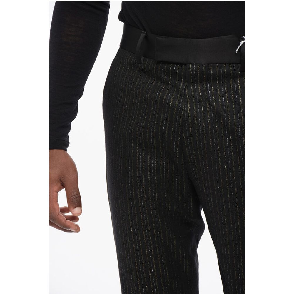Amiri Wool Blend Pants with Lurex Pinstriped Motif