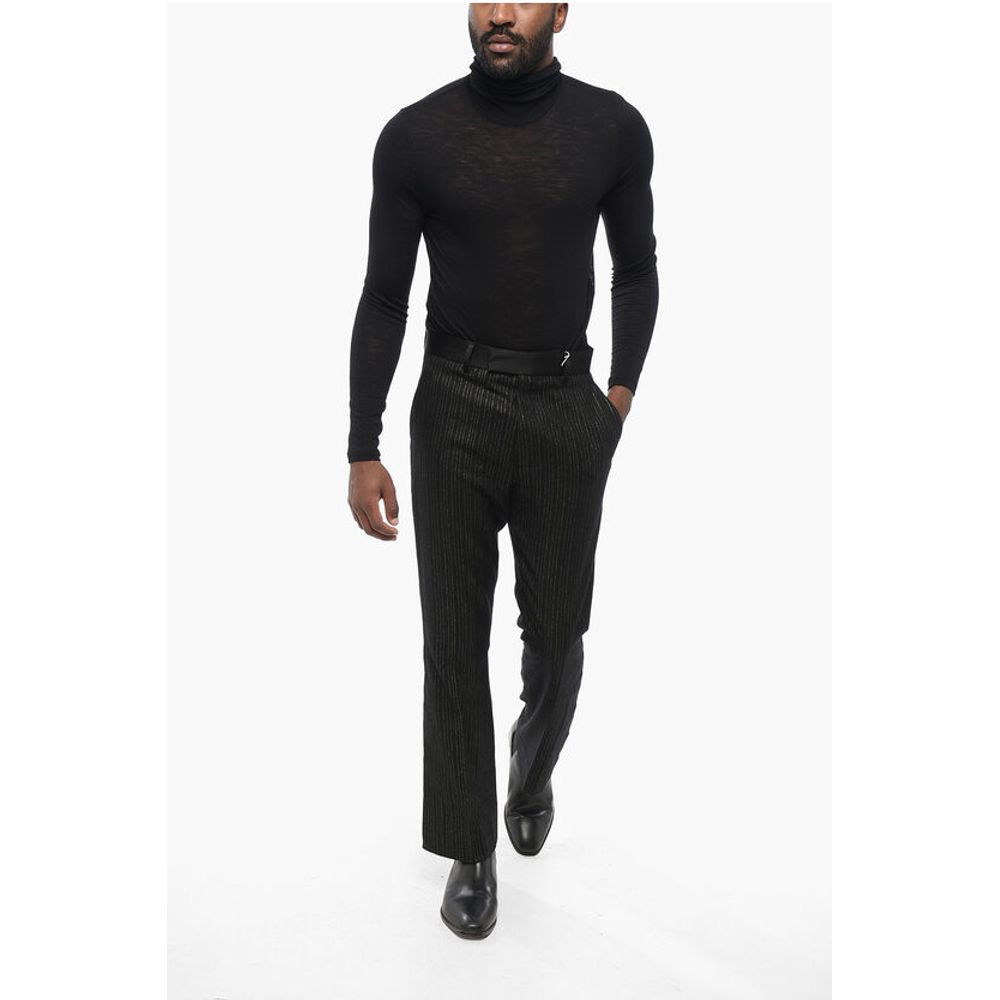 Amiri Wool Blend Pants with Lurex Pinstriped Motif