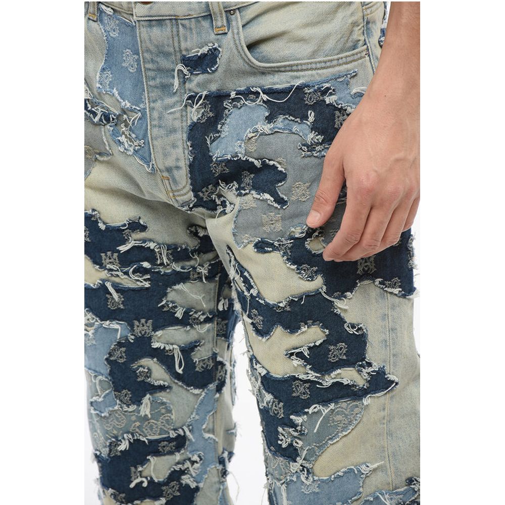 Amiri Fringed Hem PATCHWORK CAMO Denims 22cm