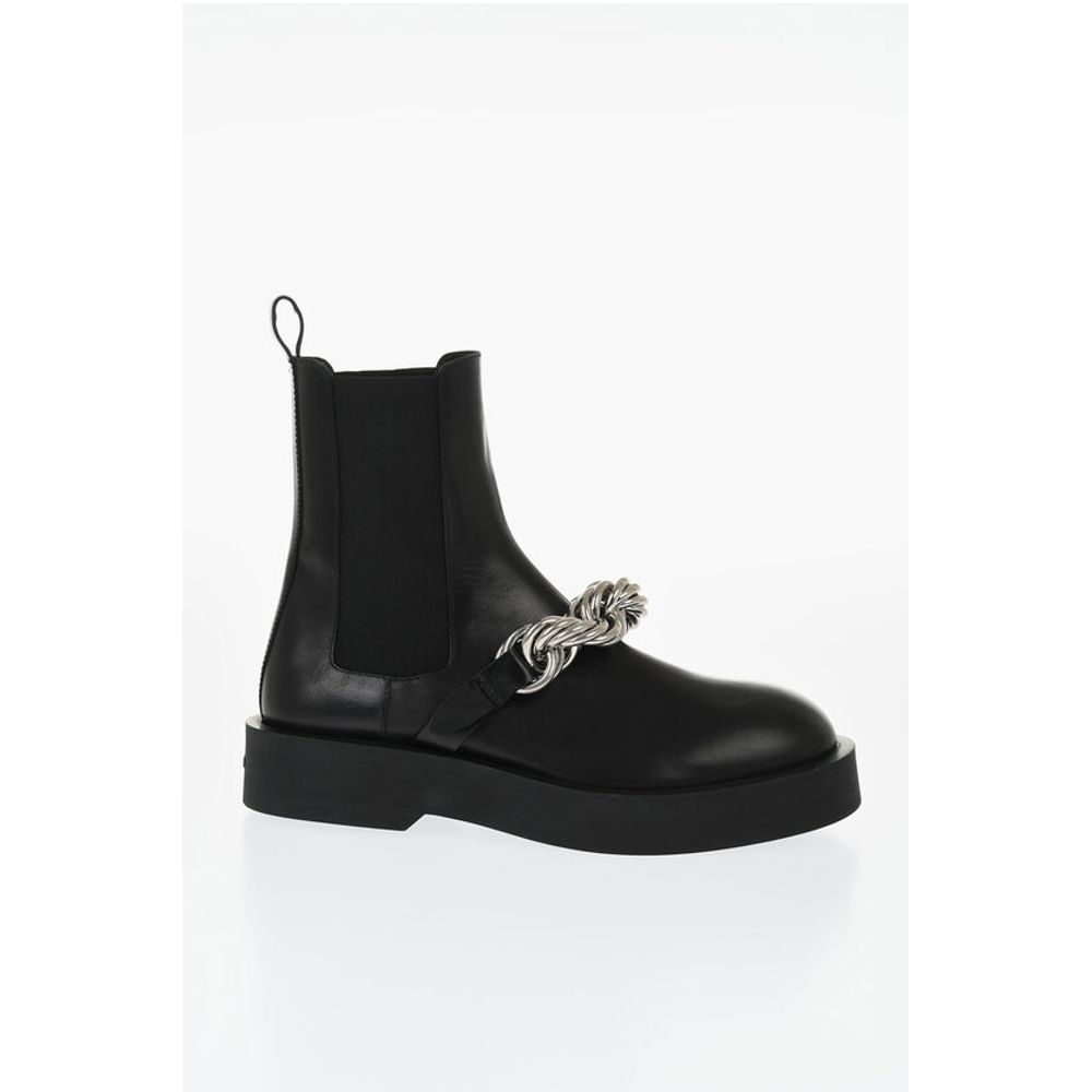 Jil Sander Leather Chelsea Booties with Chain Detail