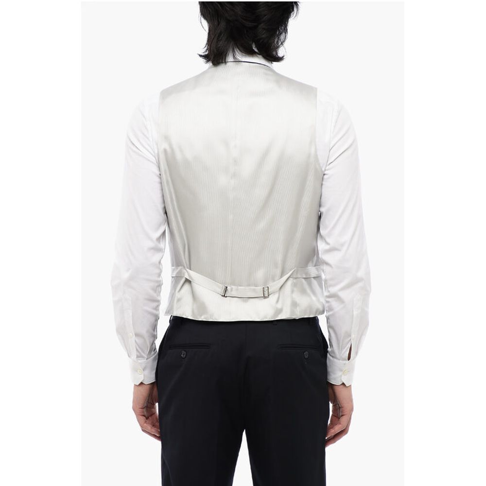 Corneliani CC COLLECTION Two-Tone Wool Blend Waistcoat with Martingale