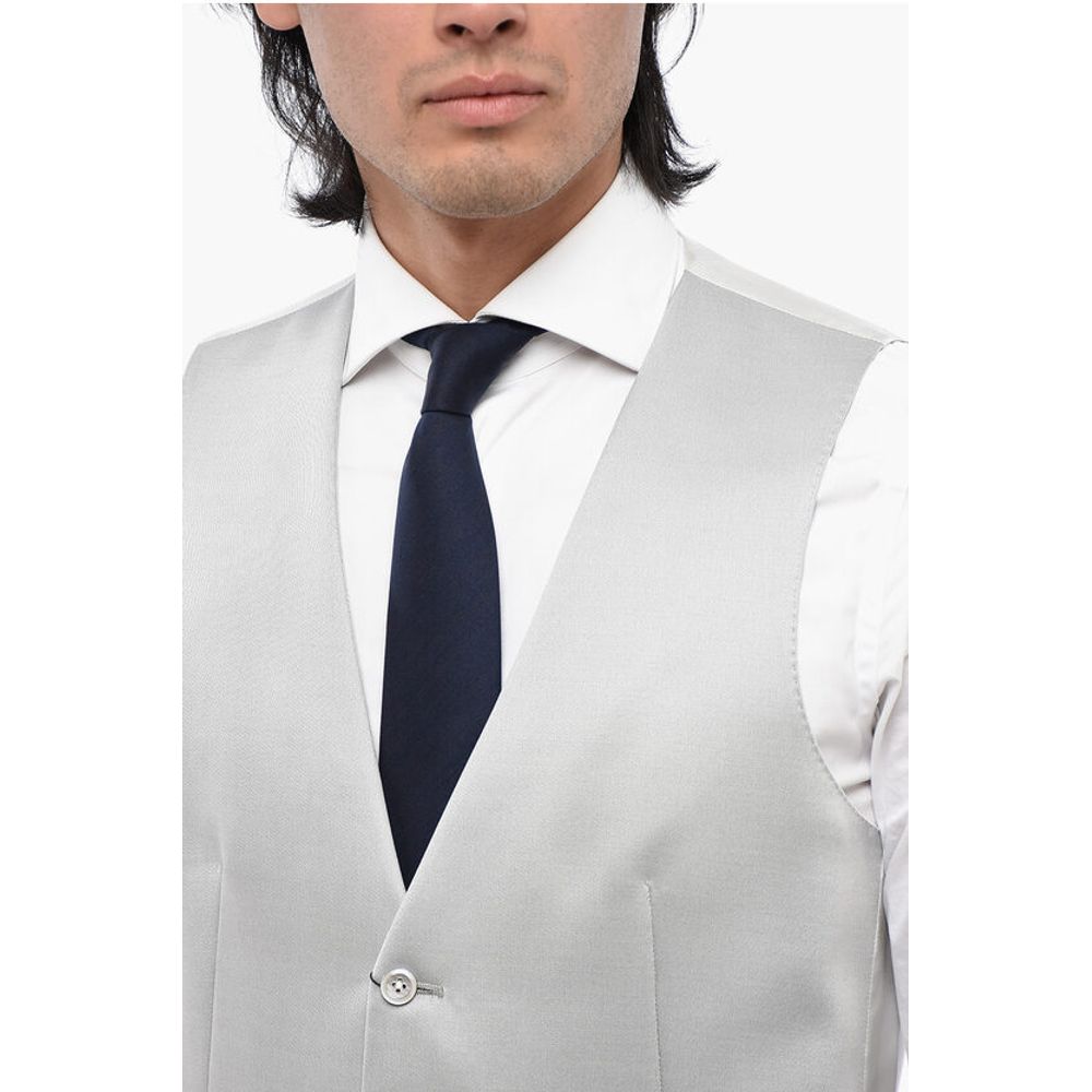 Corneliani CC COLLECTION Two-Tone Wool Blend Waistcoat with Martingale