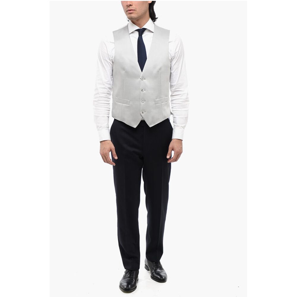 Corneliani CC COLLECTION Two-Tone Wool Blend Waistcoat with Martingale