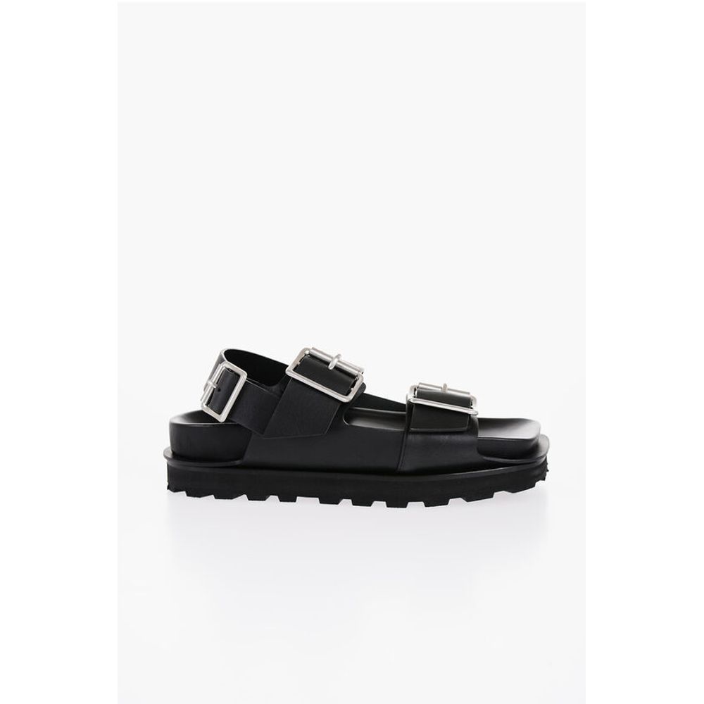 Jil Sander Leather Slingback Sandals with Double Buckle