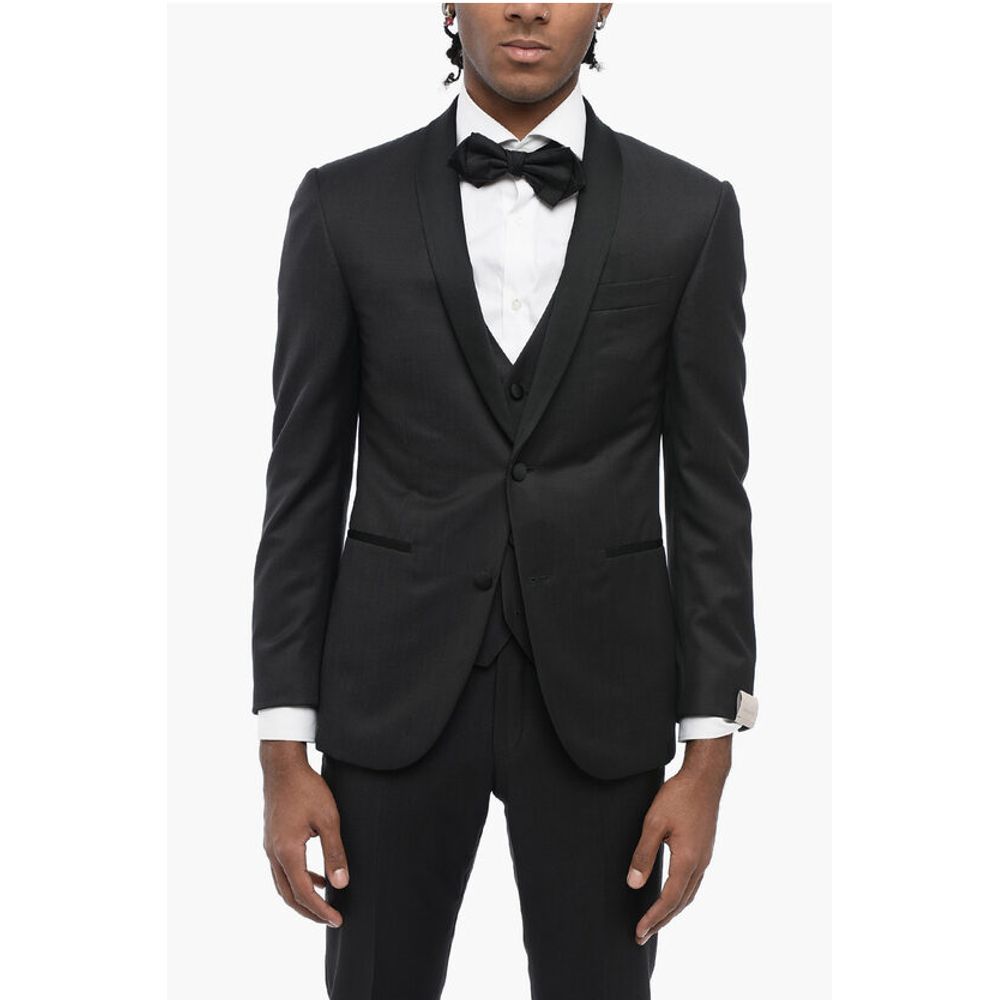 Corneliani Virgin Wool Side Vents Shawl Lapel 3 Piece Waistcoat Suit