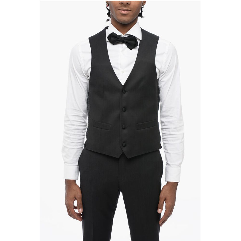 Corneliani Virgin Wool Side Vents Shawl Lapel 3 Piece Waistcoat Suit