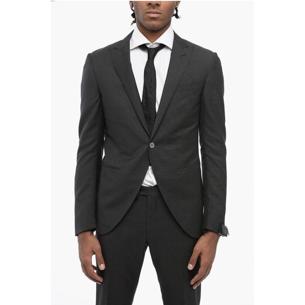 Corneliani Swiss-Dot CERIM ACADEMY Center Vent Peak Lapel 1-Button Suit