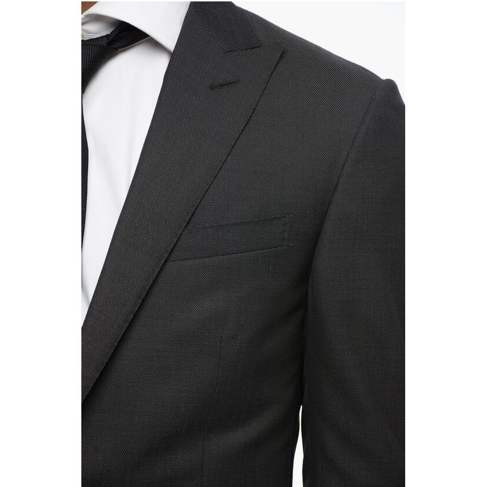Corneliani Swiss-Dot CERIM ACADEMY Center Vent Peak Lapel 1-Button Suit