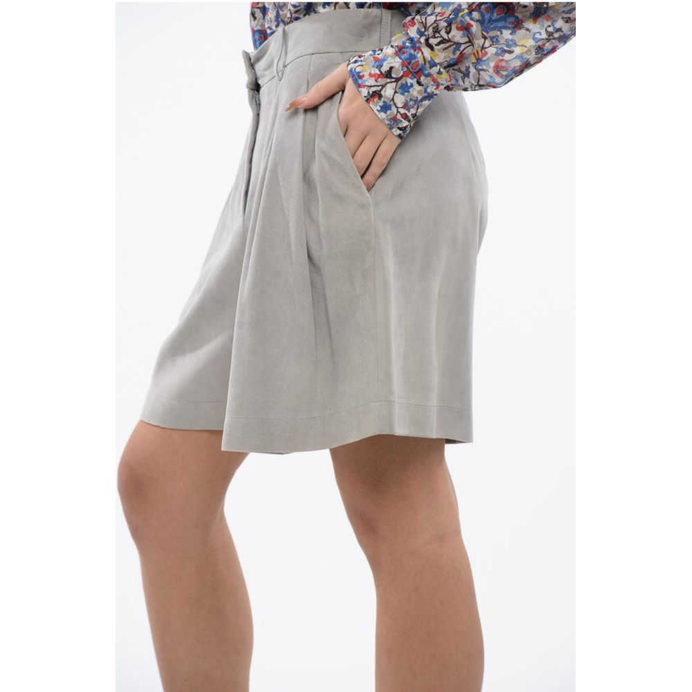 Fabiana Filippi Faux Suede Shorts with Double Pleats