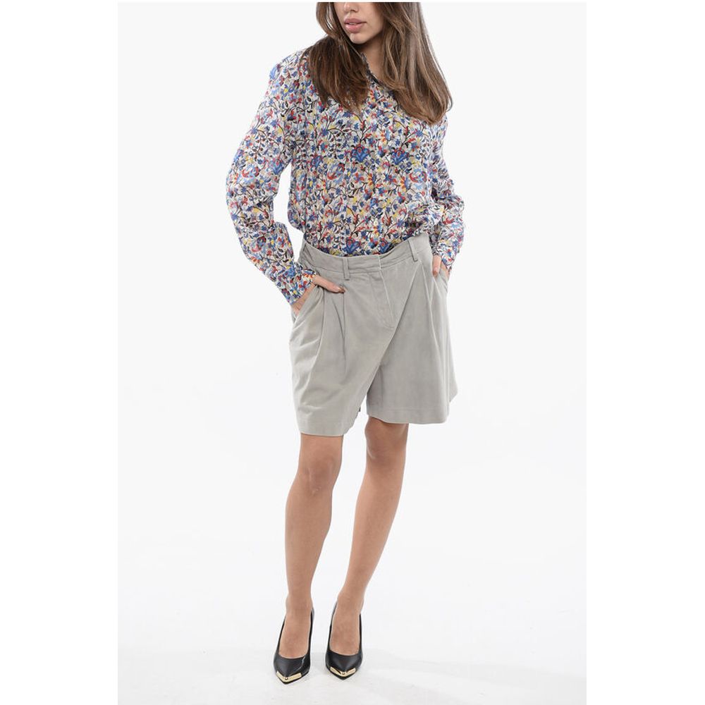 Fabiana Filippi Faux Suede Shorts with Double Pleats