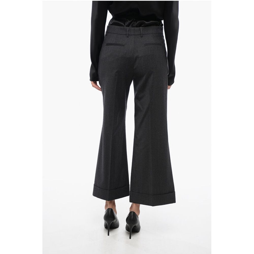 QL2 Virgin Wool Wide-Leg Pants with Cuffed Hem