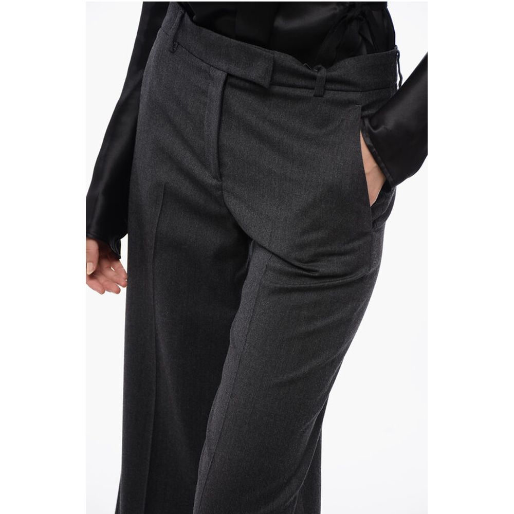 QL2 Virgin Wool Wide-Leg Pants with Cuffed Hem