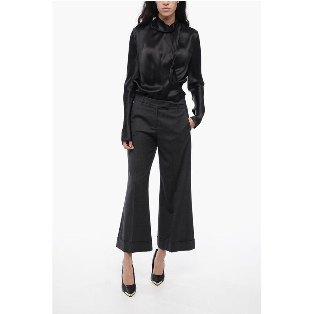 QL2 Virgin Wool Wide-Leg Pants with Cuffed Hem