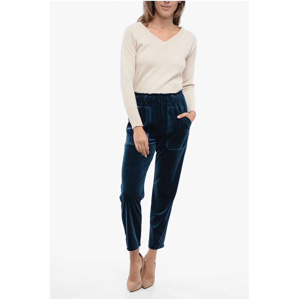 Edra 2-Pocketed Chenille Pants with Elastic Waistband
