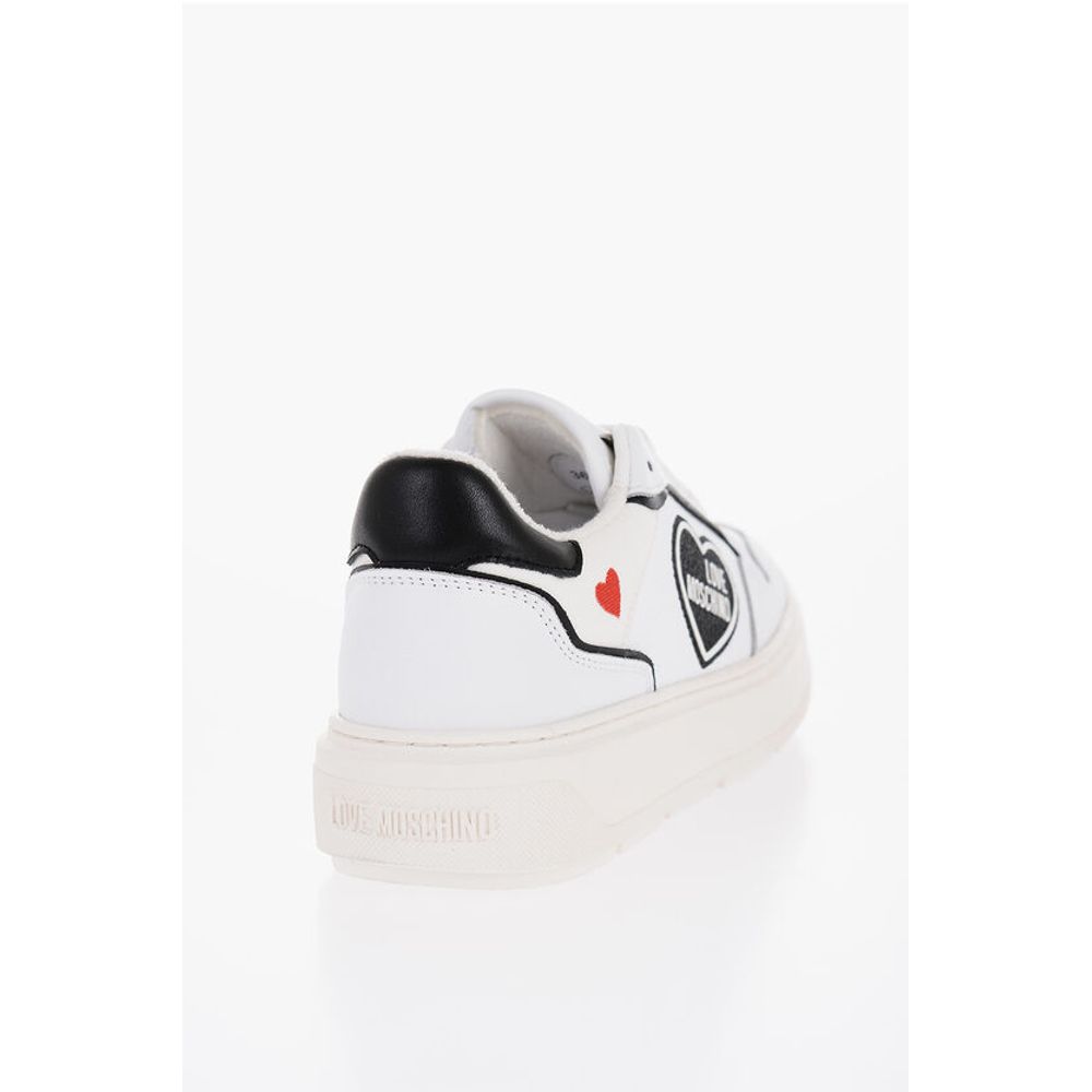 Moschino LOVE Textured Leather BOLD40 Low-Top Sneakers with Contrast