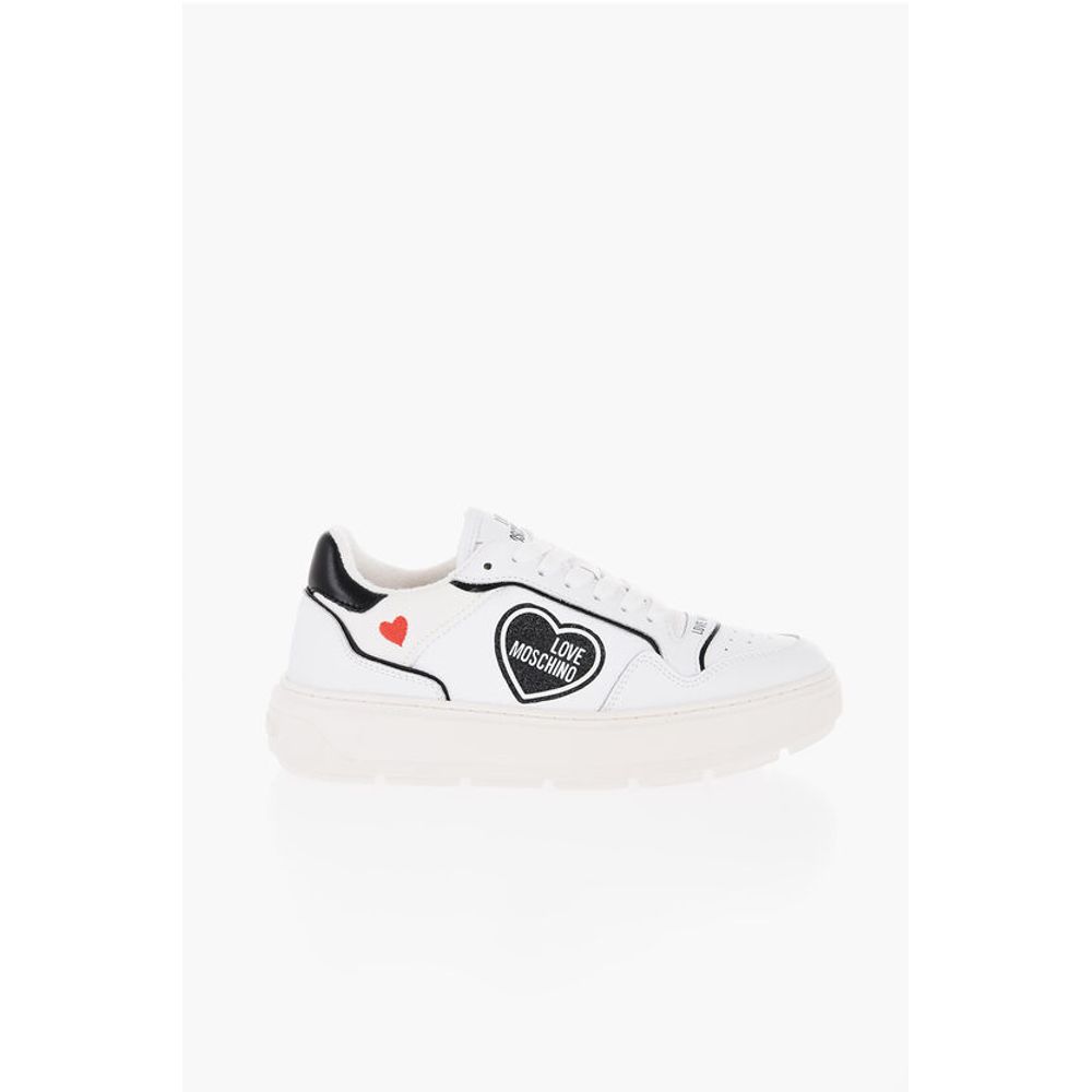 Moschino LOVE Textured Leather BOLD40 Low-Top Sneakers with Contrast