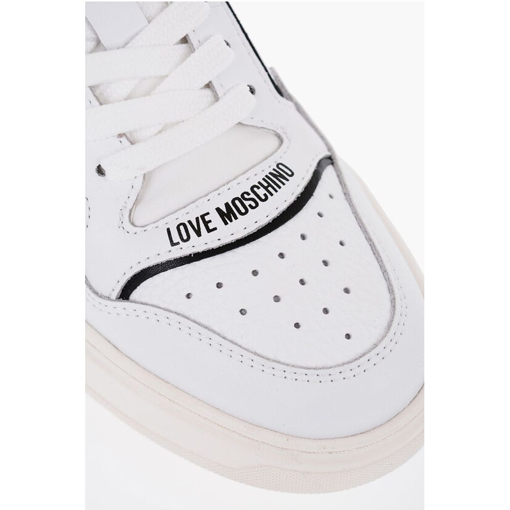 Moschino LOVE Textured Leather BOLD40 Low-Top Sneakers with Contrast