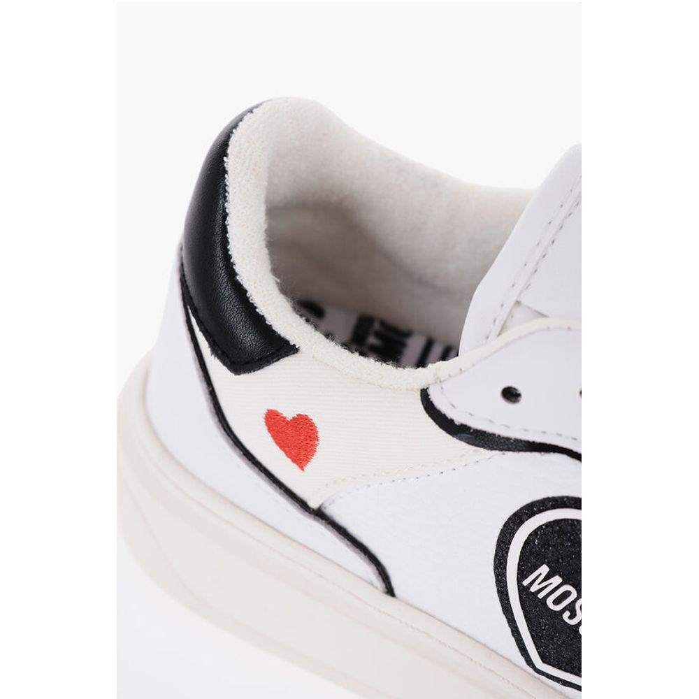 Moschino LOVE Textured Leather BOLD40 Low-Top Sneakers with Contrast