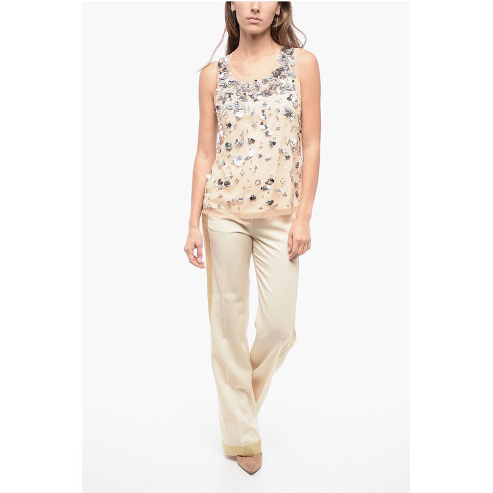 Parosh Mesh Top with Shimmer Effect Application