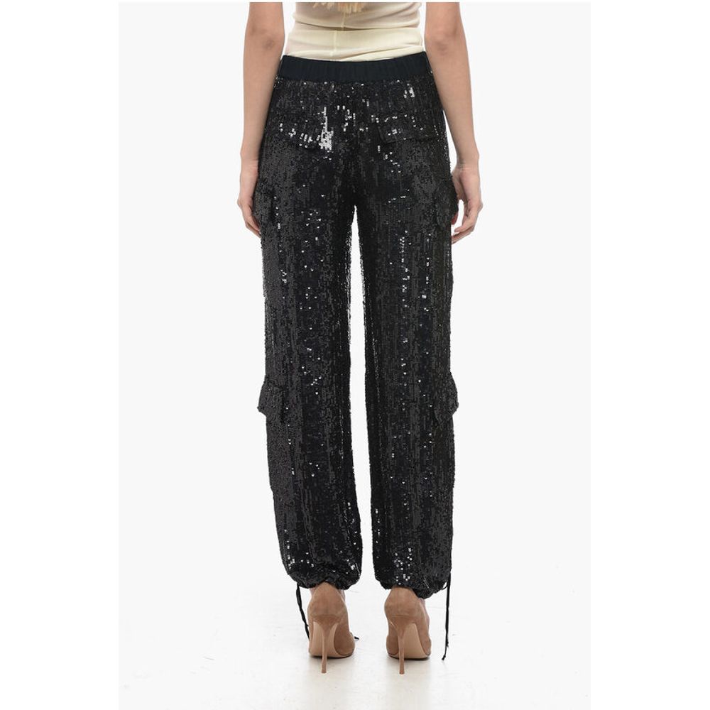 Parosh Sequined Cargo Pants with Draw-String