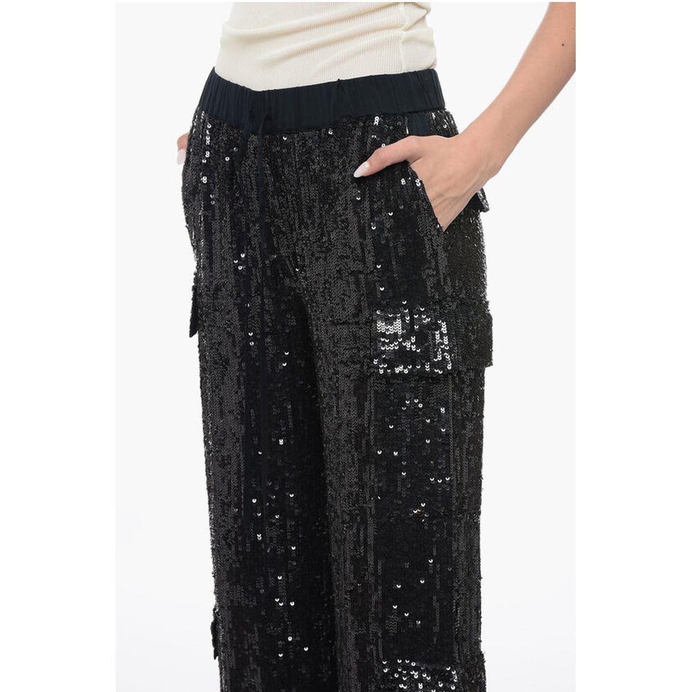 Parosh Sequined Cargo Pants with Draw-String