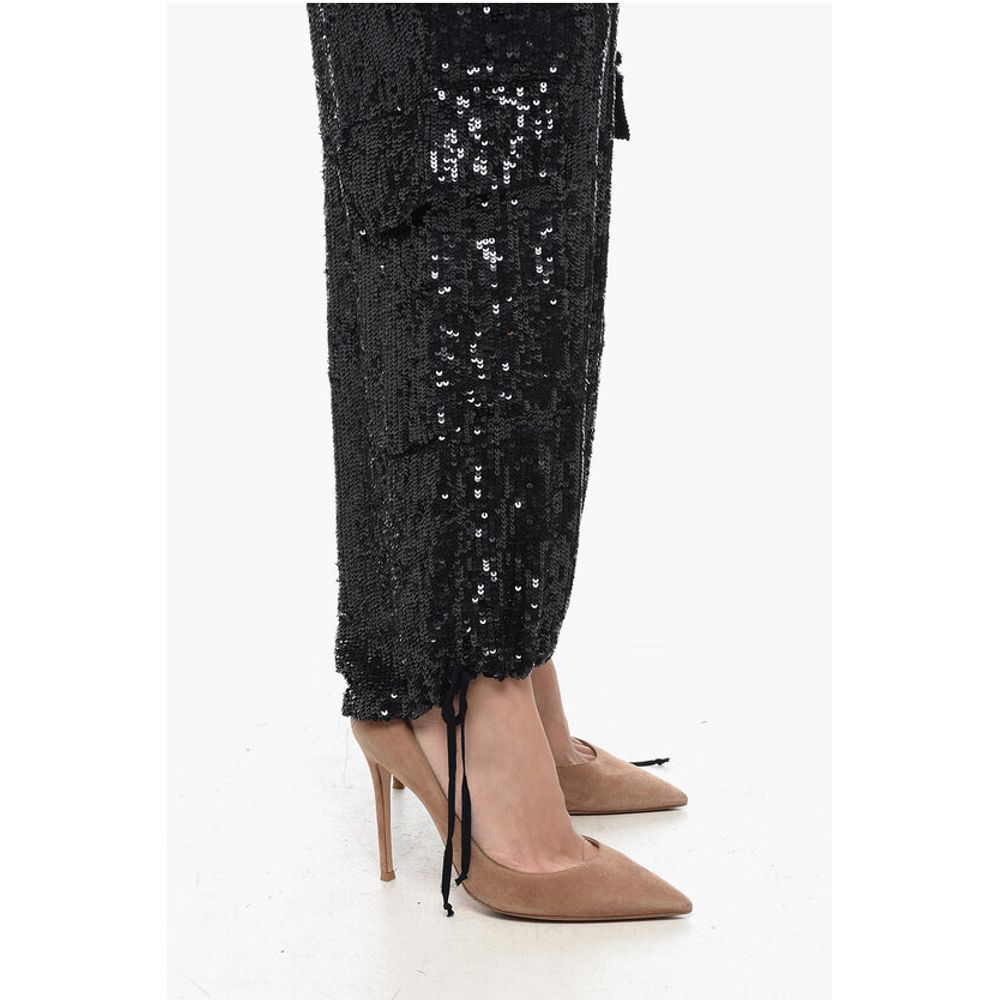 Parosh Sequined Cargo Pants with Draw-String