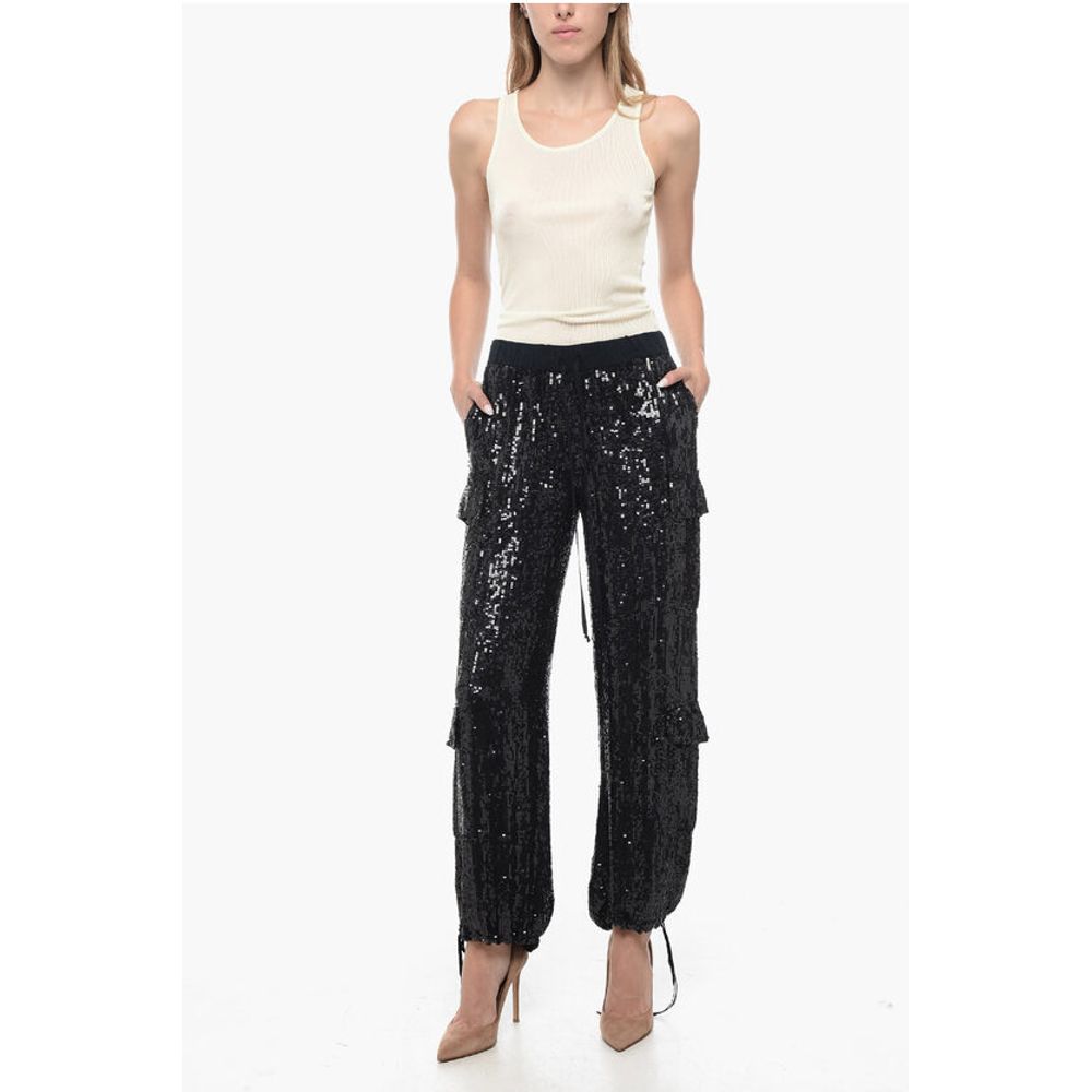 Parosh Sequined Cargo Pants with Draw-String