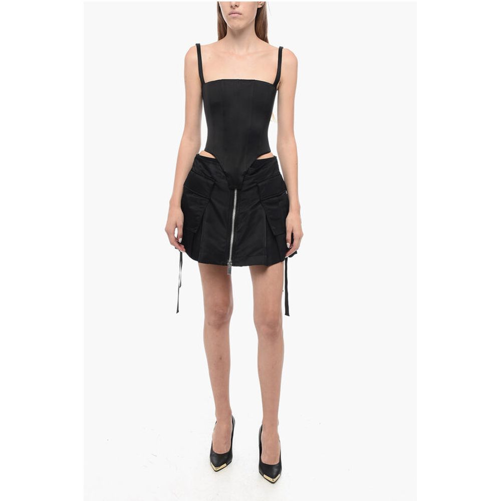 LaQuan Smith Satin Corset Top with Zipped Back