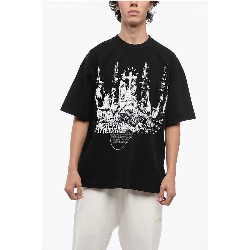 1989 Studio Cotton NOTRE DAM Crew-Neck T-shirt with Contrast Print