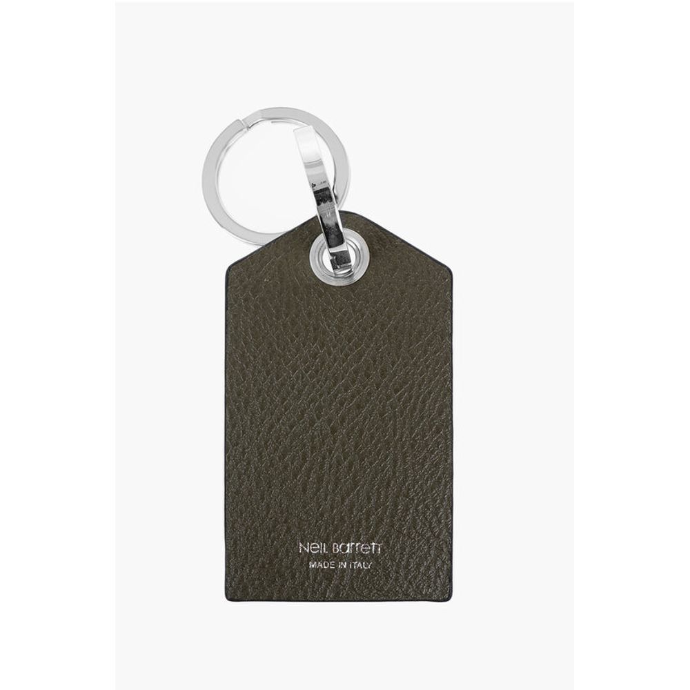 Neil Barrett Keyring with Leather Pendant and Thunderbolt Detail